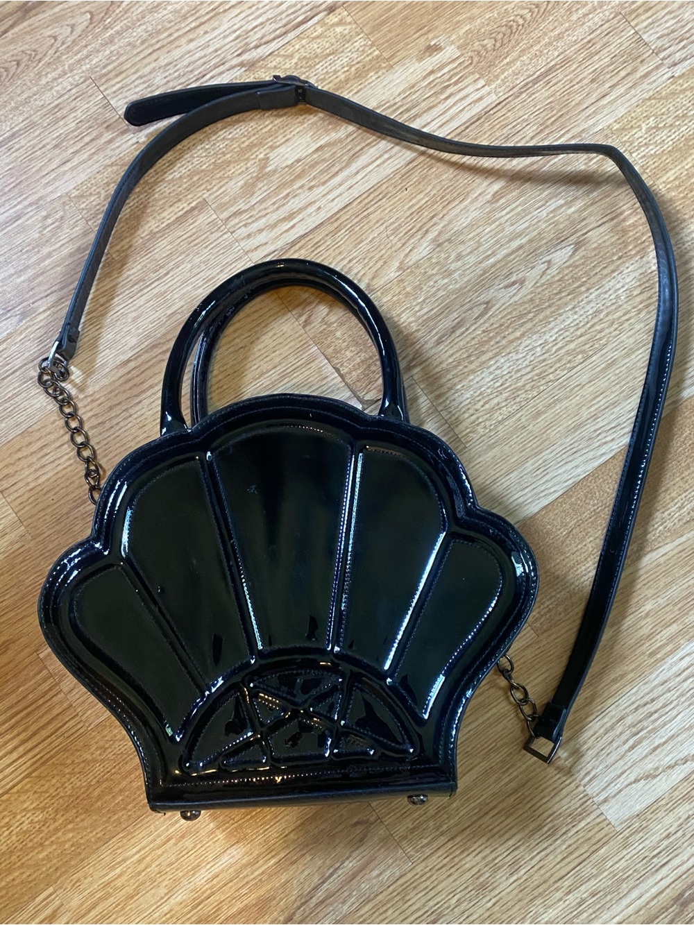 Killstar Black Patent Shell Crossbody Bag